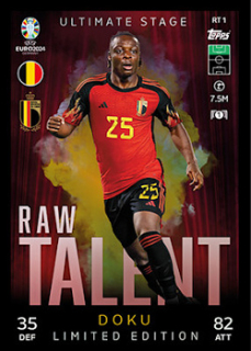 Jeremy Doku Belgium Topps Match Attax EURO 2024 Raw Talent Limited Edition #RTLE1